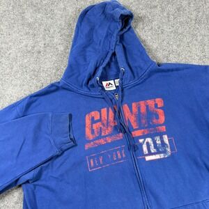 Majestic Hoodie 3XLT Blue Red Graphic New York Giants‎ NFL Full Zip Men's